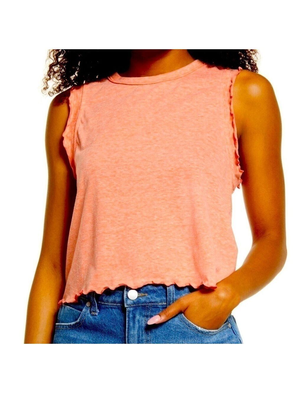 BP. Coral Camelia Ruffle Edge Tank Top 3X NWT
